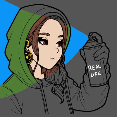 a realistic girl, spray painting