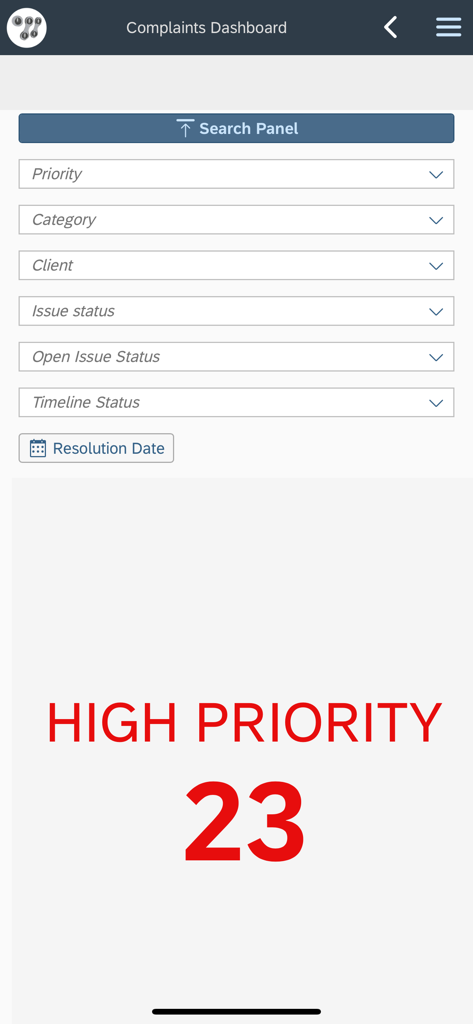 Cloudstream - Cloudstream-App-Oberfläche, die ein Beschwerde-Dashboard mit 23 dringenden Problemen und Filteroptionen anzeigt