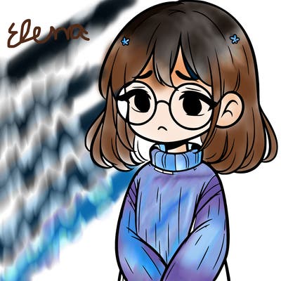 sad girl with glasses in a sweater