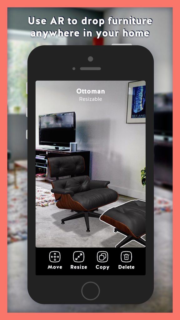 Housecraft - Housecraft app using AR to place a 3D ottoman in a living room