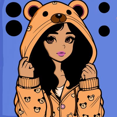 realistic girl in a animal pjs hoodie