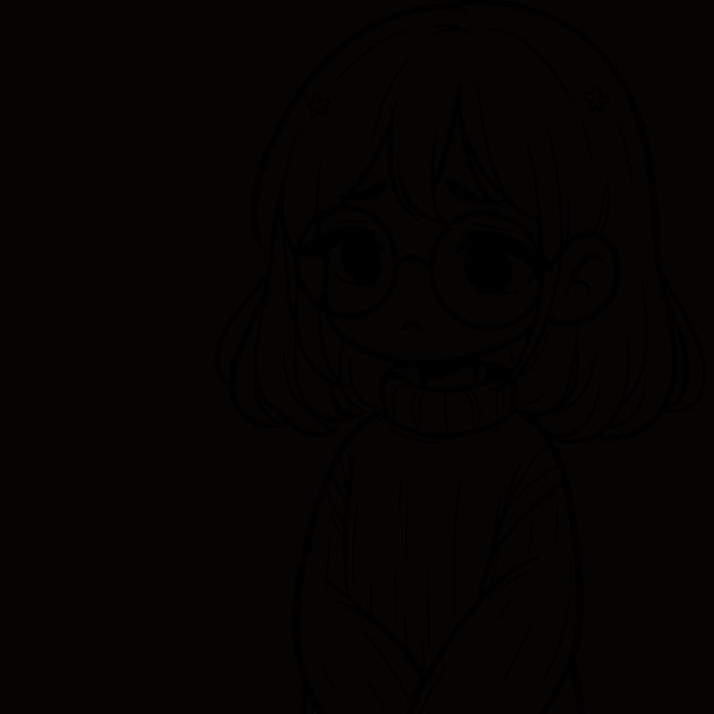 sad girl with glasses in a sweater