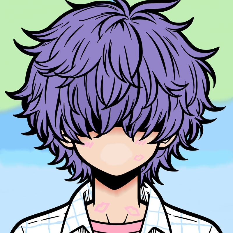 manga boy fluffy hair covering his eyes