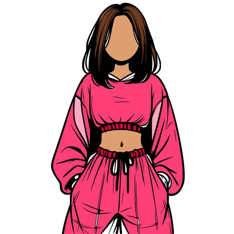 realistic girl faceless with baggy pants and a crop top
