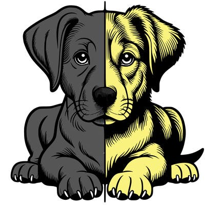 realistic dog split picture