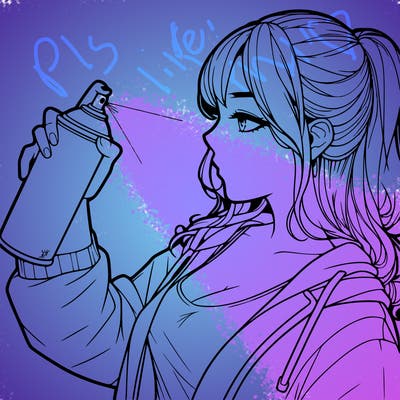 a realistic girl spray, painting