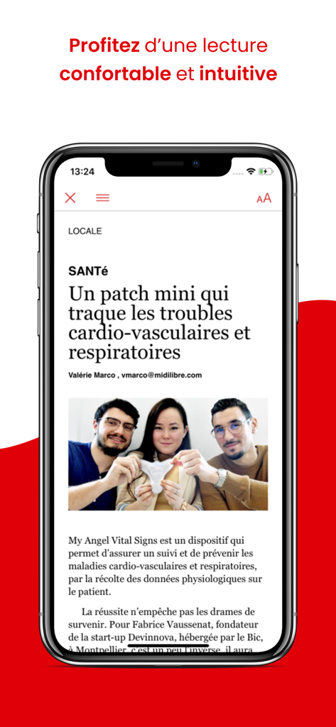 Midi Libre Le Journal - Smartphone screen showing the Midi Libre app with a clear and intuitive article reading layout