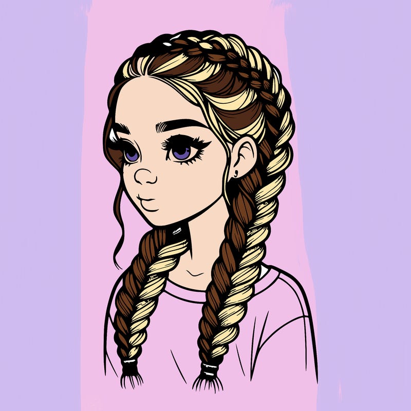 realistic girl with braids