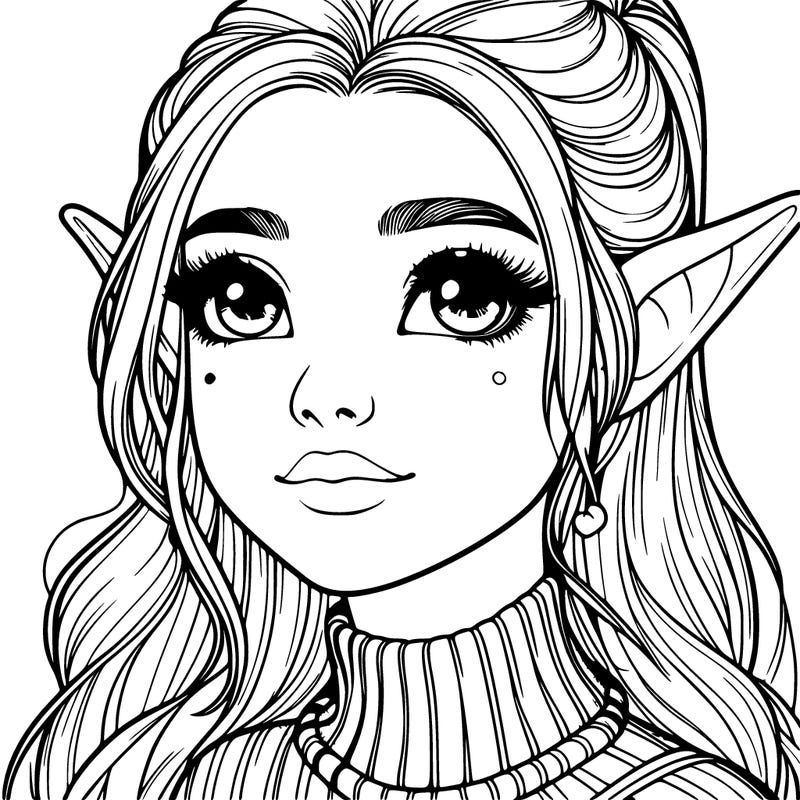 realistic girl with elf ears