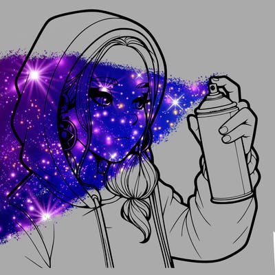 a realistic girl, spray painting