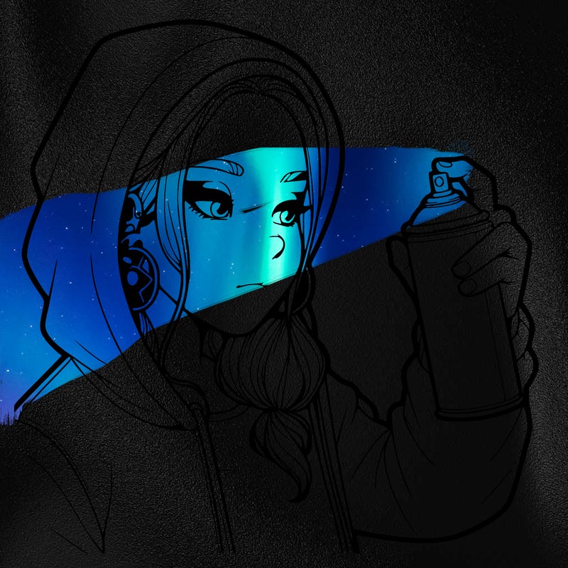 a realistic girl, spray painting