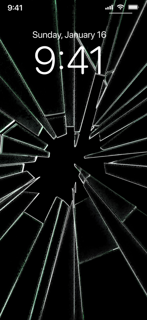 Broken Screen Wallpapers 4K - Realistic shattered glass broken screen wallpaper on an iPhone lock screen.