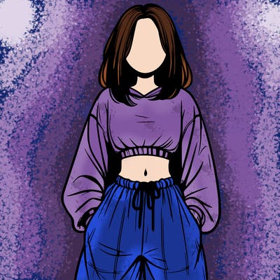 realistic girl faceless with baggy pants and a crop top