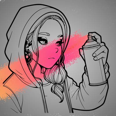 a realistic girl, spray painting