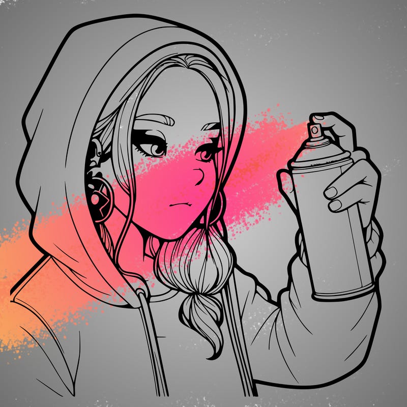a realistic girl, spray painting