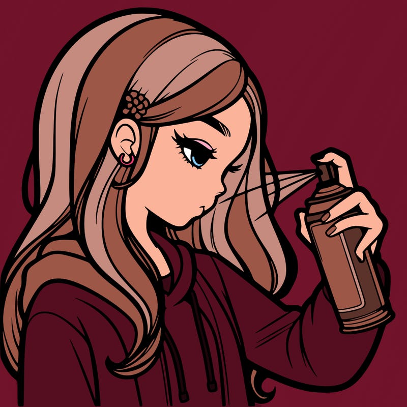 a realistic girl spray painting