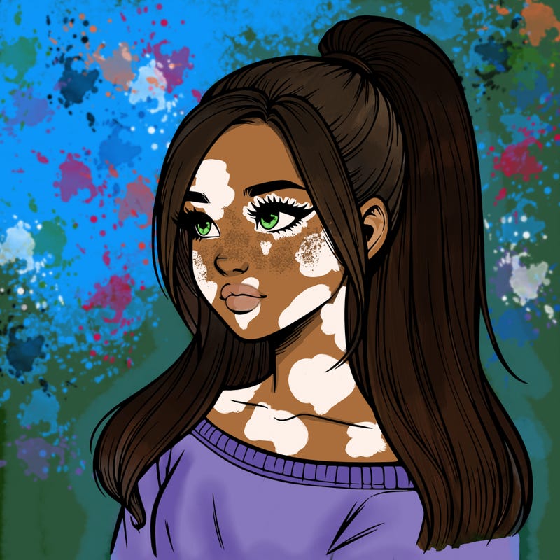 realistic girl with a high ponytail