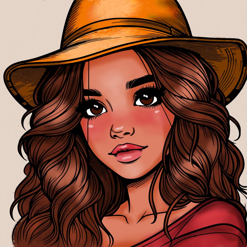 realistic girl with hat