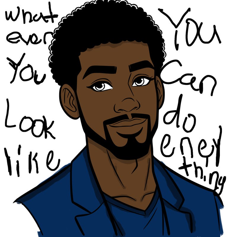 handsome black man with a goatee and afro