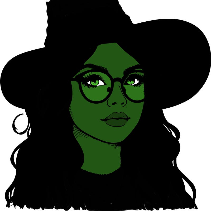 a witch with glasses realistic