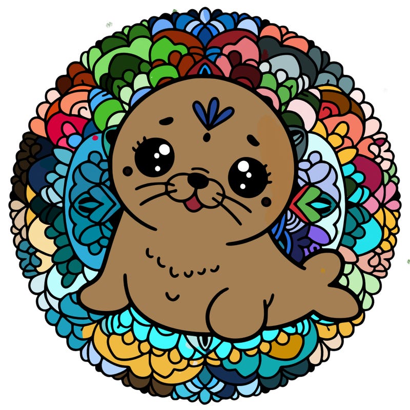 a cute baby seal mandala