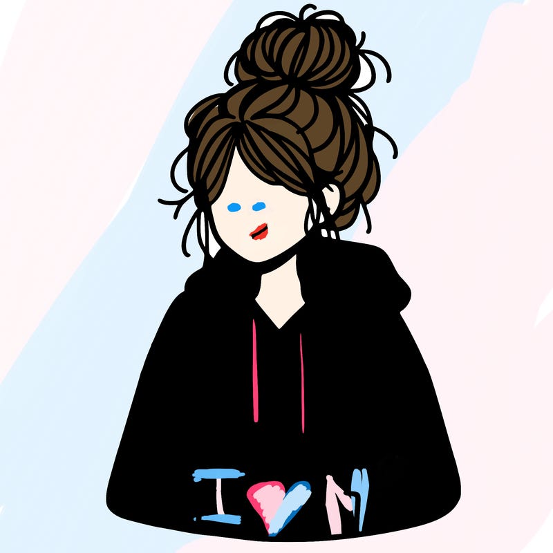 girl with messy hair bun with oversized hoodie