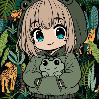 girl holding a frog in a frog hoodie