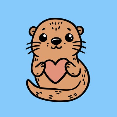otter with a heart