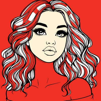realistic girl with wavy hair and lips