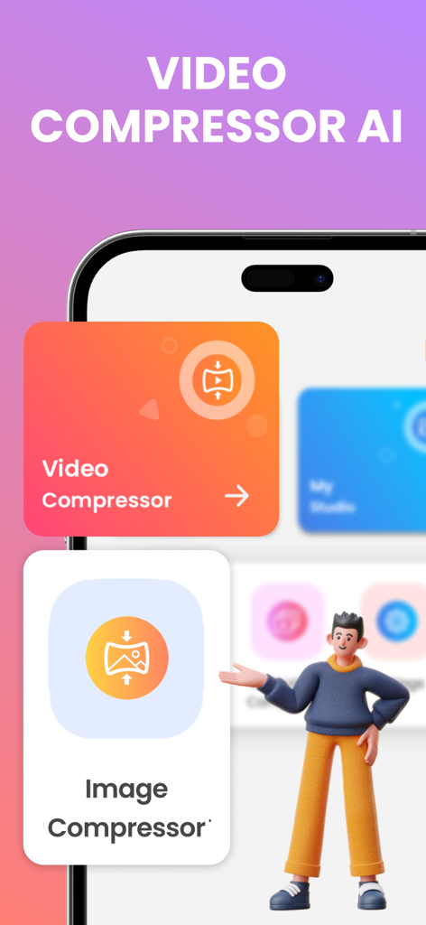 The Video Compressor : Zippy - Zippy mobile app screen showing AI video and image compressor options
