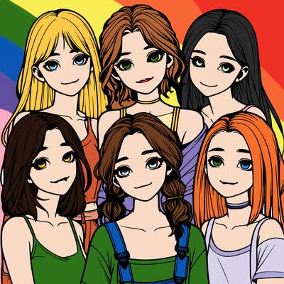 a group of girls realistic