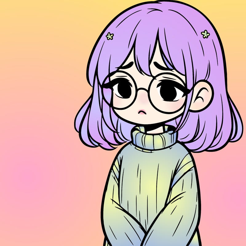 sad girl with glasses in a sweater
