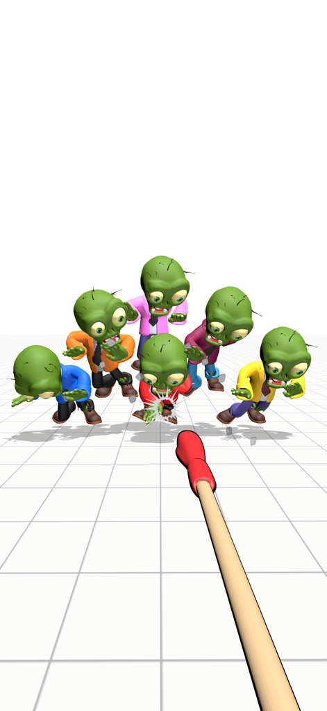 Smash Zombie Punching Games - A red boxing glove hitting funny cartoon zombies in a colorful hyper casual game
