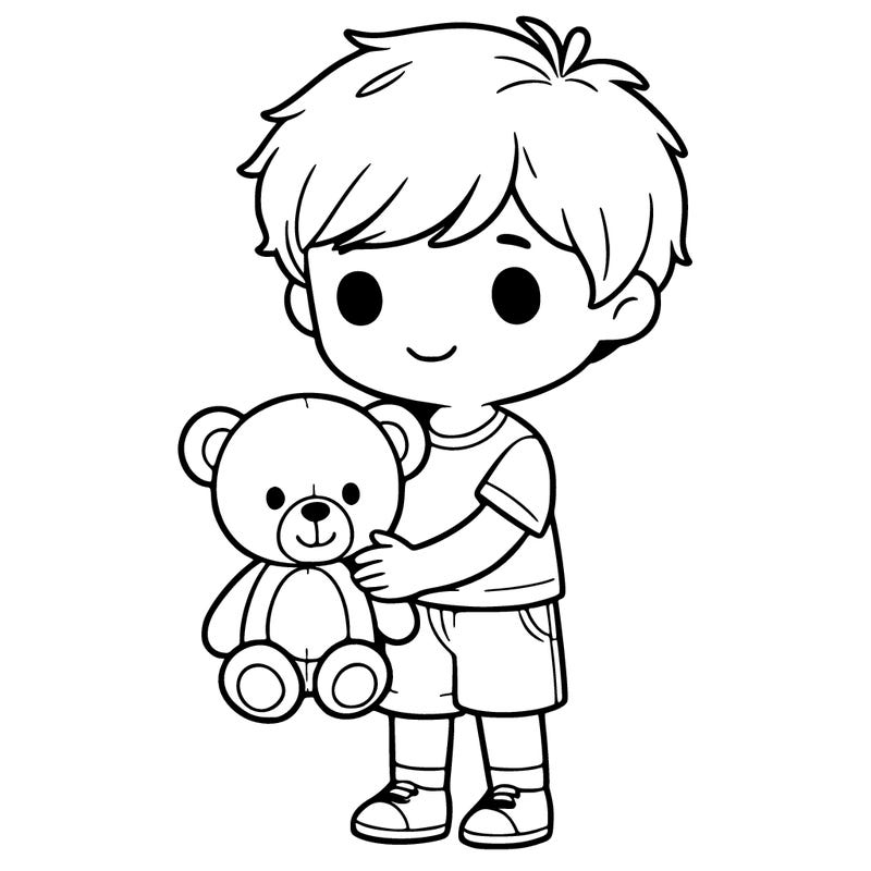 a boy holding a teddy bear