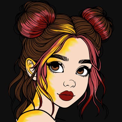 realistic girl with hair buns on her head