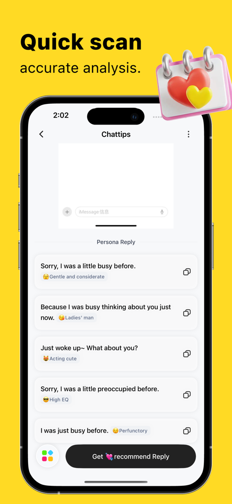ChatTips - AI Dating Assistant - Interfaz del Asistente de Citas IA de ChatTips mostrando opciones de respuesta personalizadas basadas en diferentes personalidades sociales.