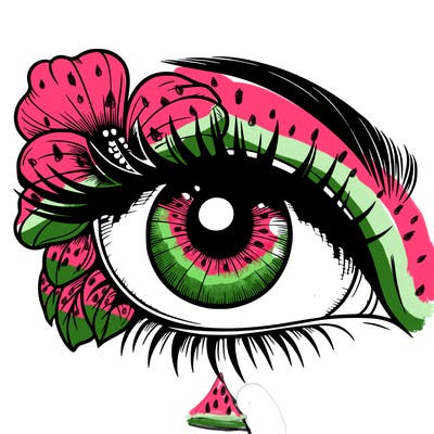 realistic eye with flower