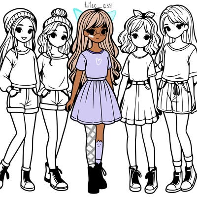 a group of five girls