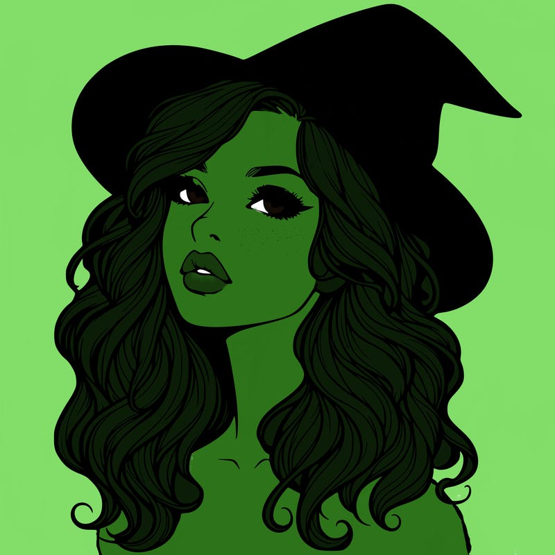 realistic witch girl with wavy hair and lips