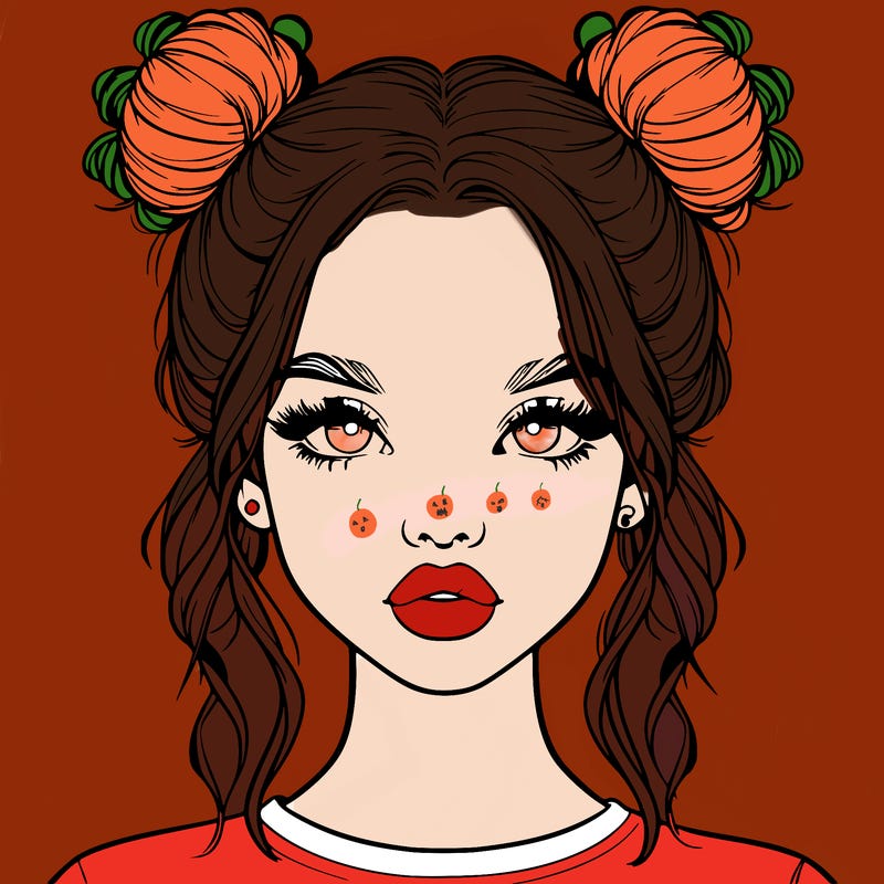 realistic girl with two buns in hair and lips
