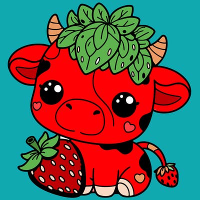 cute strawberry cow