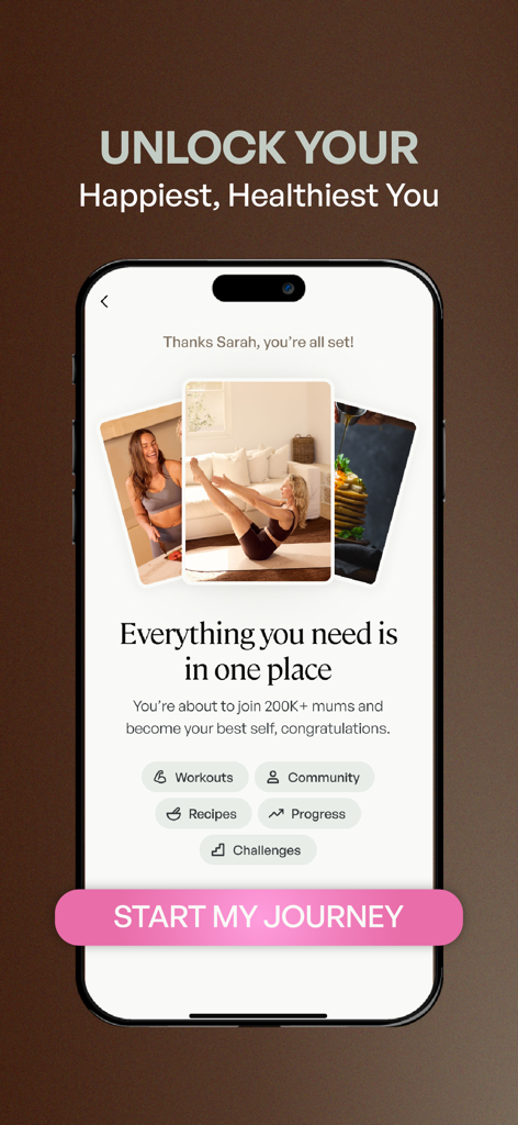 Transform by Fitaz - Transform by Fitaz app welcome screen displaying workout recipes and community features