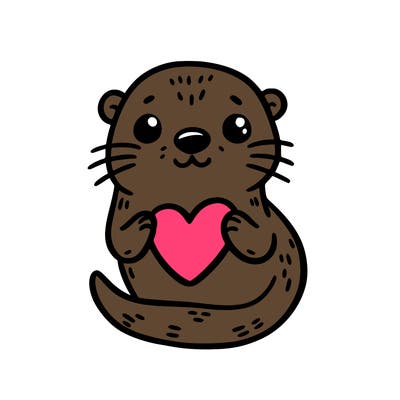 otter with a heart