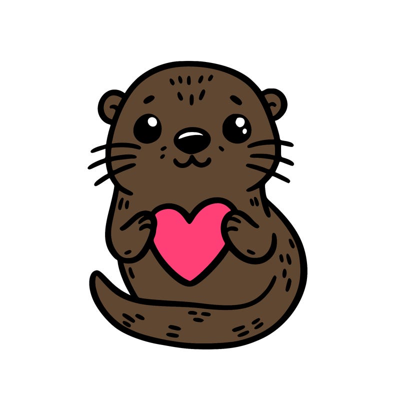 otter with a heart