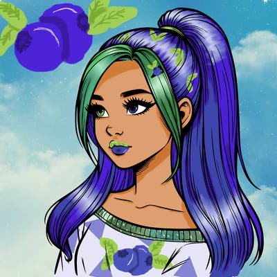 realistic girl with a high ponytail