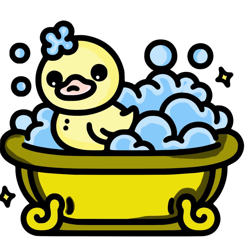 bubble bath with rubber ducky
