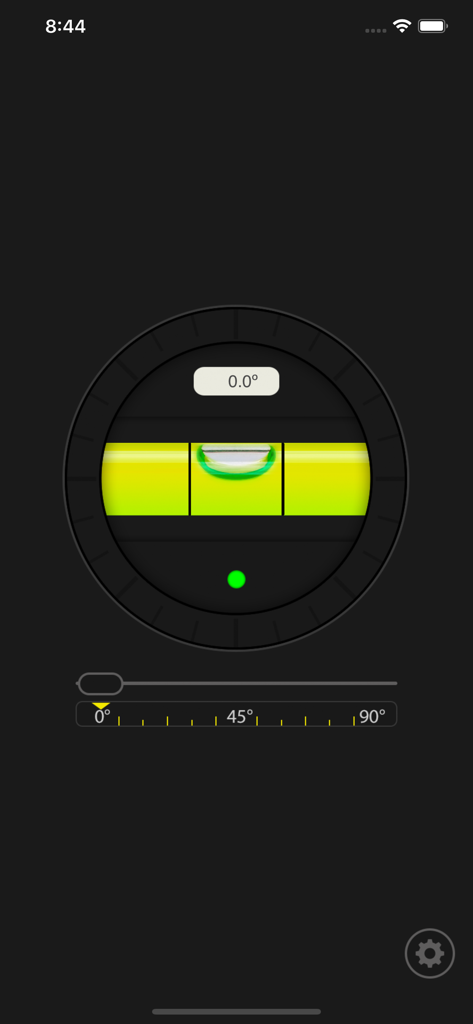 Level - Spirit level - Interface d'application de niveau à bulle numérique affichant une mesure de 0,0 degré