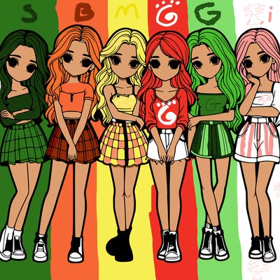 a group of girls realistic