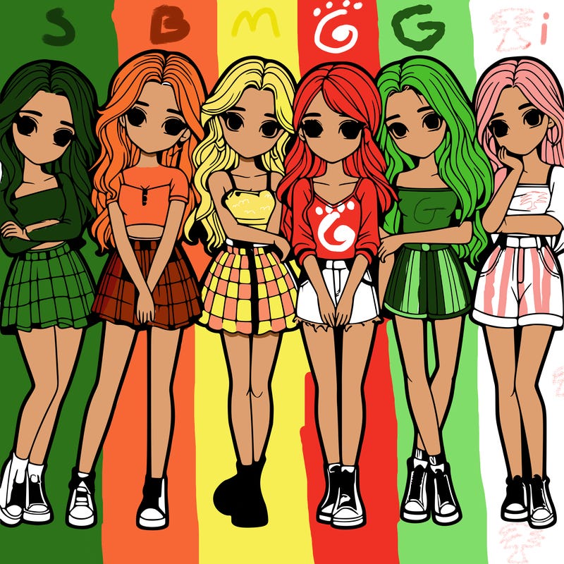 a group of girls realistic