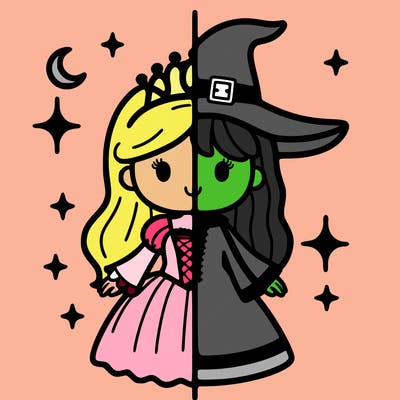split princess and witch